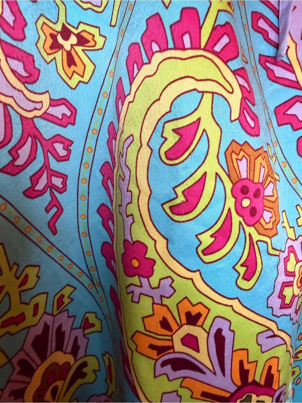 Nick & Nora Sleepwear Paisley Satin Pajama Set Blue Multicolor Small Y2K - Picture 10 of 11